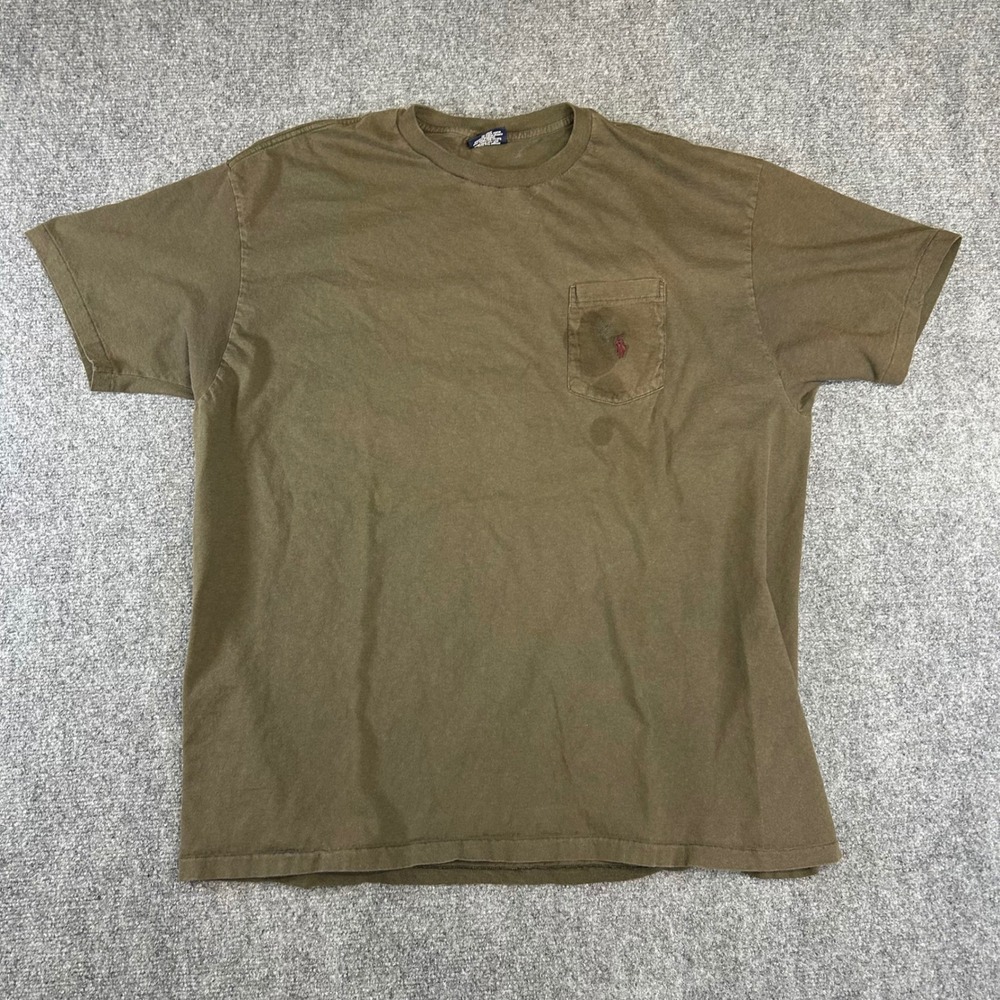 Polo Ralph Lauren Vintage T-Shirt Mens XL Olive Green Pocket Tee Made in USA